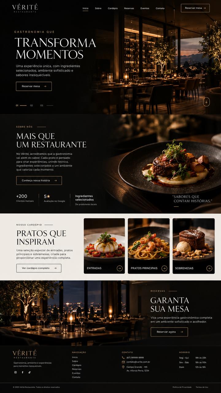 Apresentação do projeto Vérité Restaurante